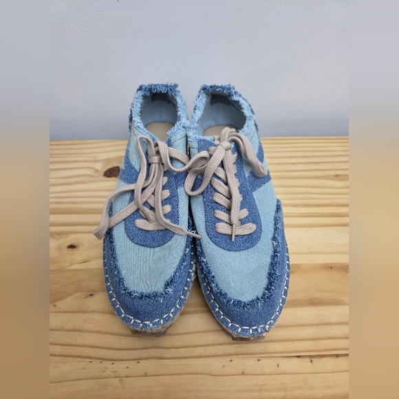 JUSTFAB Blue and Beige Denim Sneakers - Picture 1 of 5